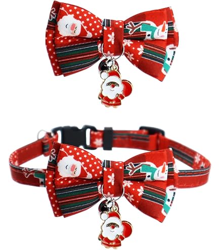 Kesote Weihnachts-Hundehalsband Mit Schleife – Weiches Baumwoll-Halsband, Verstellbar, Für Hunde & Katzen, 3 Größen