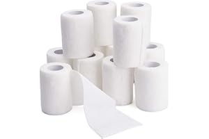 TOBWOLF 12 STÜCKE Selbsthaftende Bandage, 3" x5yd / 7.5cmx4.5m Kohäsive Elastische Bandage Wrap Mullrolle Atmungsaktives Sporttape Medizinischer Vet Wrap für Handgelenk Knöchel Knie Bein - Weiß
