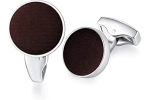 HONEY BEAR Men's Wedding Cotton Fabric Velvet Cufflinks Cuff Links Round