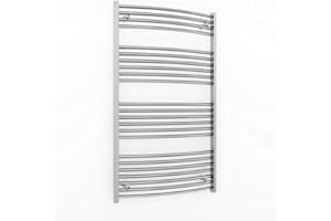 MYHOMEWARE 700mm Wide Chrome Heated Towel Rail Radiator Curved and Flat For Bathroom Designer UK (700mm x 1200mm (h) Curved)