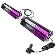 BooYu 2×14.8in LED Dash Emergency Strobe Light Bar 2 in 1 Front/Rear Interior Windshield Visor Flashing Hazard Safety Warning Traffic Advisor Lights for Funeral Escort Trucks,Vehicles (Purple/White)