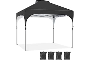 YITAHOME 3X3Meter wasserdichte Pavillon Faltpavillon, Faltbarer Stabil Pop up Pavillon Outdoor Anti-UV Gartenpavillon Höhenverstellbarfür Alle Jahreszeiten Für Märkte Pool Festival, Schwarz