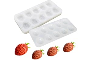 OCPO Kitchen Moule en Silicone Framboise pour la Cuisson de Gâteaux, Desserts aux Fruits, Bonbons, Chocolat, Truffes, Gelée, Pudding, Crème Glacée, Moule de Décoration de Gâteau (10 Cavités)