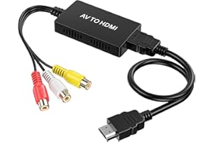 NEUTYPECHIC Adaptateur RCA vers HDMI 1080P, RCA vers HDMI Branchez et Jouez, Adaptateur AV avec Transmission du Son, Convertisseur AV aux Ordinateurs Portables, Moniteurs, TV