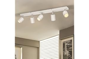 Gr4tec Plafonnier 5 Spot LED Orientable, Luminaire Plafonnier LED Blanc Mats, Plafonnier Spot, Luminaire pour Cuisine Salle a Manger Salon, Inclure 5 Ampoules LED GU10 6W, 550lm, 2700K Blanc Chaud