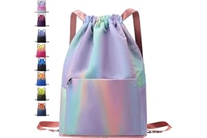 AUNGKWANG Turnbeutel Sportbeutel Männer und Frauen, Waterproof Colour Gradient Sports Bag, Faltbar Große Kapazität Beutel mit Kordelzug Rucksack, Kordelzugbeutel Herren Mädchen