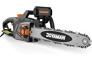 DOVAMAN Motosierra Eléctrica de 2400W, Tensión sin Herramientas en un Paso, 40cm Barra y Cadena Oregon, 15m/s Velocidad de Cadena, Lubricación Automática, Freno Mecánico y 2 Cadenas - DCS01A