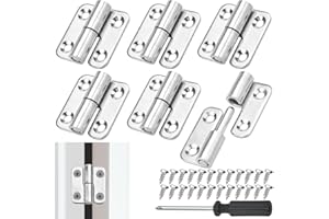 FIGFYOU 6 Stk Abnehmbare Scharniere Edelstahl Türscharnier Aufschraubband 1.5 Inch Türband Klein Flaggenscharnier 24 m4*12 Edelstahlschrauben + 1 Schraubendreher (Anschlag: DIN Links) für Linkshänder