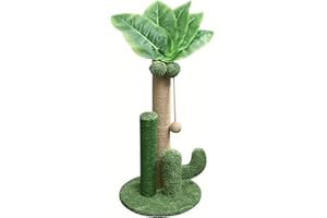 Kamiya Arbre à Chat, 50cm Griffoir pour Chat avec Boules, Sisal Naturel Arbre à Grimper Multi-Niveaux et Base de Couverture en Moquette Douce