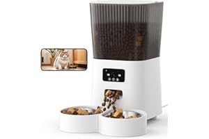 Tieker Automatic Cat Feeder with Camera, 5L Timer Cat Feeder Automatic, App Control Auto Pet Feeder, Food Dispenser with 1080P HD Video and Night Vision, 2-Way Audio, 10S Voice Recorder