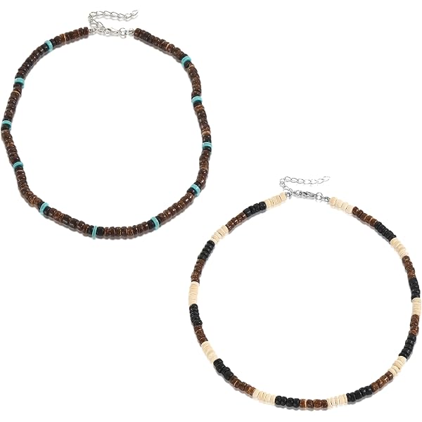 Collana da uomo con perline, collana da surfista, collana con perline