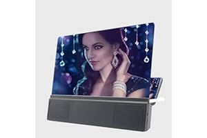 LQMILK Ampliador de Pantalla, Pantalla de teléfono móvil 3D de 12 Ampliar Amplificador Soporte de Amplificador de Video HD con Altavoz, Amplificador de Pantalla de Video de película Proteger los Ojos