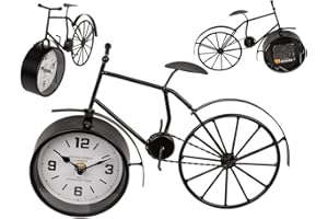 Out of the blue Bicicletta nera in metallo con orologio, ca. 31,5 x 6 x 20 cm