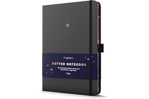 String & Space Bullet Dotted Journal - Dotted Notebook a5 – 170GSM Paper, 160 Pages Vegan Leather Cover Journal, Rose Gold with Ribbons and Gift Box