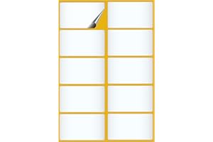 DRAWLISH Sticky Labels Pack of 100 - White Self Adhesive Address Labels Stickers - 100 x 50mm Glossy Name Stickers for Printing, Office, Kitchen, Supermarket & Laboratory - 10 Name Tags per Sheet