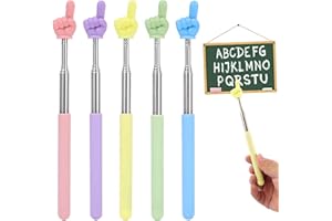 HENGBIRD 5 unidades de puntero extensible, puntero de dedo de acero inoxidable, puntero retráctil para aula, mini lápiz educativo de mano, puntero extensible para aula, interacción personal