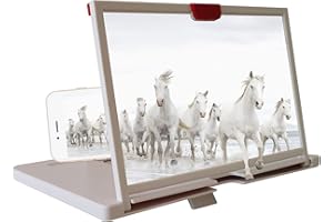 MOVKZACV Loupe d'écran de téléphone Portable Pliable 30,5 cm - Support 3D HD pour téléphone Portable - pour Films, vidéos et Jeux - pour Tous Les Smartphones (Blanc)