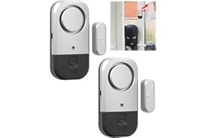 YUIO 2pcs Door Window Alarm for Home Security, 130dB Loud Siren Shed Alarm, Door Alarm Sensor, Ultra Slim Vibration Alarms, Wireless Magnetic Sensor Burglar Anti-theft Bell Alarm Stick on for Kids Safety