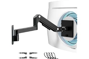 PUTILSEN MOUNT Supporto Monitor Muro per Monitor 17"-49",Braccio Monitor Muro Singolo con Molla a Gas Ergonomico Regolabile in Altezza,Rotazione e Inclinabile,Max VESA 75/100/200 mm,Fino a 2-20kg
