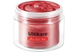 Cera Gris del color del pelo, Ultikare cera de color para el pelo Temporal Cera natural desechable para teñir el cabello en color Cosplay, partido (Rojo)