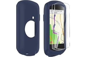 Buoluoioir Custodia in Silicone + 2 Pellicole per Garmin Edge 1040, Pellicola Protettiva Schermo Vetro Flessibile Alta Trasparenza per Garmin Edge 1040, Accessorio Computer GPS Bici, Blu