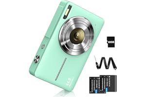CAMKORY Appareil photo numérique 44 MP FHD 1080P avec carte 32G, 16X zoom numérique, batterie portable, simple pour enfants, étudiants, adolescents, débutants, personnes âgées (vert)