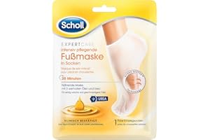 ‎DR. SCHOLL'S Scholl EXPERTCARE intensiv pflegende Fußmaske mit 3 wertvollen Ölen – Feuchtigkeitsspendende Pflege – 1 Paar Einwegsocken