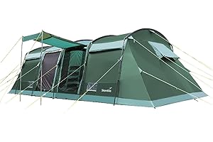 Skandika Tente Tunnel Montana 10 Personnes | Tente de Camping avec/sans Tapis de Sol Cousu, avec Technologie Sleeper, 3-4 cabines de Couchage, Colonne d'eau 5000 mm