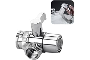 QTMMC Brass Diverter Valve 3 Way Sink Faucet Splitter G1/2" Shower Tap Diverter Valve Adapter Bath Tap Connector Attachment Replacement Part for Kitchen Sink Faucet Bathroom