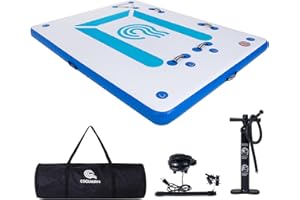 COOLWAVE Plate-forme de quai flottante gonflable pour lacs, 8 x 6 m, grande plate-forme de bain gonflable avec coussinet antidérapant, île de bain gonflable avec pompe à air électrique pour 4 à 5