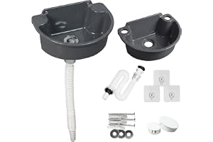 Handfat i plast, minitvättställ, halvcirkel, böjt diskho | med 75 cm rostfritt stål dräneringspluggar, camping handfat för trädgård källare WC badrum