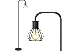 BBHome Lampadaire Vintage Industriel Sur Pied - Douille E27, Interrupteur à Pied, Minimaliste Tout en Métal - Pour Salon, Chambre, Noir (Ampoule Non Incluse)