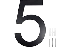 Meision Hausnummer Anthrazit Edelstahl Hausnummer RAL 7016 Feinstruktur Pulverbeschichtet aus Massivem Schrift Arial Mit Schrauben Höhe 20cm - Ziffer 5