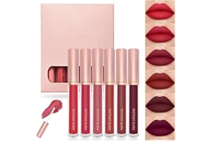 BOBIHONEY Pintalabios (6 piezas), Pintalabios Traje, Lápiz Labial Líquido, Brillo de Labios Líquido Impermeable, Para Regalo San Valentín, Cumpleaños