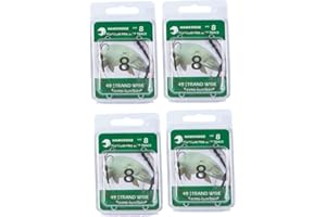 HAWKRIDGE - 4 x Predator SEMI BARBED Pike Snap Tackle Double Hook Bait Rig 30cm Trace Using American 7x7 Wire Strands - Available in Size 4, 6 or 8