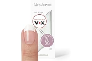 ‎MISS SOPHIE Original Miss Sophie Nagelfolien I 24 ultra-dünne Nagellack-Streifen mit French Tip transparent/weiß I Für Finger- & Fußnägel I Hält auf Natur- sowie lackierten, Acryl-, Gel- & Shellac-Nägeln