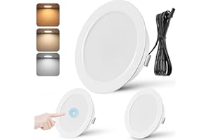 URing Faretti LED Incasso 12V Dimmerabile 3W Faretti LED da Incasso per Cartongesso 3000K Caldo 4000K Neutro 6000K Freddo, Faretti Led Soffitto con cavo da 2m, Diametro Foro 75-90mm, Set di 3
