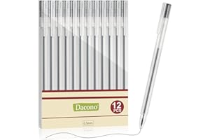 Dacono Penne da Inhiostro in Gel Nero da 12 Pezzi - Penne a Sfera a Punta Extra da 0,5 mm, Asciugatura Ultra -Veloce, Penne in Gel in Stile Giapponese per Scrivere, Disegnare e Delineare