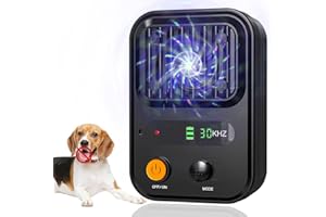 XIEANDKONG Ahuyentador de Perros, Dispositivo antiladridos ultrasónico 3 Niveles de Frecuencia Dispositivo Antiladridos, 33 Pies Ultrasónico Antiladridos Disuasivos para perros pequeños y grandes (Black)