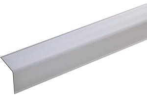 acerto 51001 Perfil angular de escalera de aluminio - 100cm 32x30mm plateado I Antideslizante I Robusto I De fácil instalación I Perfil de borde de escalera perfil de peldaño de escalera