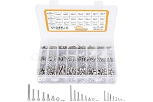 VIGRUE 1080 Stück M2 M3 M4 Zylinderschrauben mit Innensechskant Gewindeschrauben Sortiment mit Muttern Unterlegscheiben und Innensechskantschlüsseln aus Edelstahl in Aufbewahrungsbox