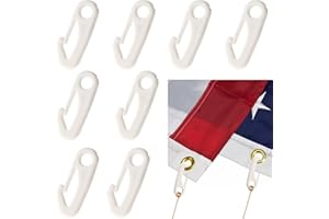 HARIENDNY 8 PCS Flag Pole Clip Wind Flag Pole Snap Hooks Flag Clips Flag Nylon Rope Accessory Garden Flag Clips Anti Wind Flag Hooks Rings Kit for Connect Fixed Flags and Ropes (White)