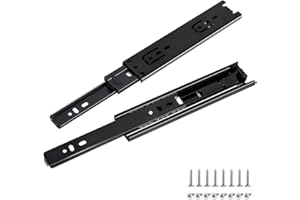 Prmape 2 Pcs Guias Cajones Carriles, 200mm Railes para Cajones, 3 Pliegues Guias Telescopicas para Cajones, Guia Cajon Extraccion Total 20cm, Montaje Lateral, Capacidad de Carga Hasta 45 KG