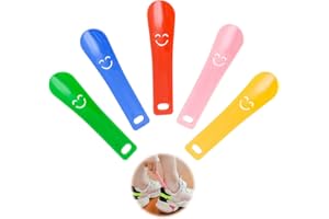 SPOKKI Schuhlöffel, 5 Stücke Lächelndes Gesicht Schuhlöffel Klein, Plastik Schuhanzieher In 5 Farben, 3.7 * 15cm Schuhanzieher Klein Für Männer Frauen Kinder (Blau/Rosa/Rot/Grün/Gelb)