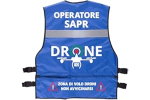 Fashion Graphic Gilet Multitasche Serie Professionale Pilota di Apr Drone Operatore Sapr Taglia Unica Alta visibilità Catarifrangente Conforme Enac (Bluc Operatore Sapr)