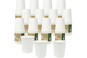 cotigo Vasos Desechables Café, 250 ml, Pack de 200-100% Biodegradables, Reciclables - Vasos Cartón para Café, Agua, Apto Bebidas Calientes y Frias, Color Blanco, Vasos Papel para Fiesta