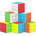 ROXENDA Speed Cube Set, 6 Pack Party Cubes Set Smooth Fast Magic Cube Toy for Party Favor, Party Bags Fillers for Kids as Gifts [6 Pack] (Stickerless)