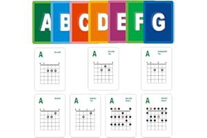NONDK Cartes d'apprentissage d'accords et échelles de guitare, 49 cartes flash pour guitare acoustique et électrique pour apprendre, pratiquer, enseigner