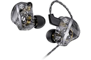 keephifi CCZ DC01 Pro Auriculares in Ear con Cable, 1DD Bass HiFi IEM Afinación en Forma de V, Auriculares in Ear Monitor, OFC Cable Desmontables de 2 Pines-Z in Ears (Negro Transparente,Sin micró)