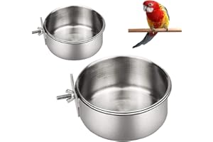DEAUTIE Futterschale für Käfig, 2 Stück, Vogelfutter-Futterschalen, Vogelfutter-Futterschalen, Vogelfuttertassen, Vogelfutterschalen mit Schraubbefestigung für Tauben, Papageien, Vogelfutter